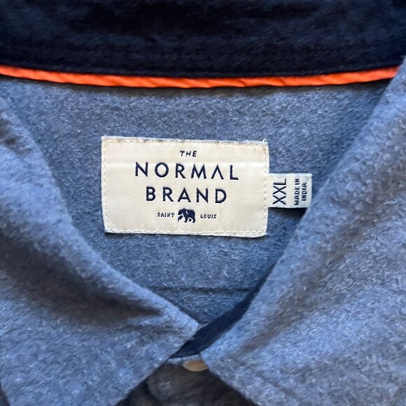 The Normal Brand Men’s Chamois Woven Button Front Shirt Blue | Sz XXL - Picture 2 of 9